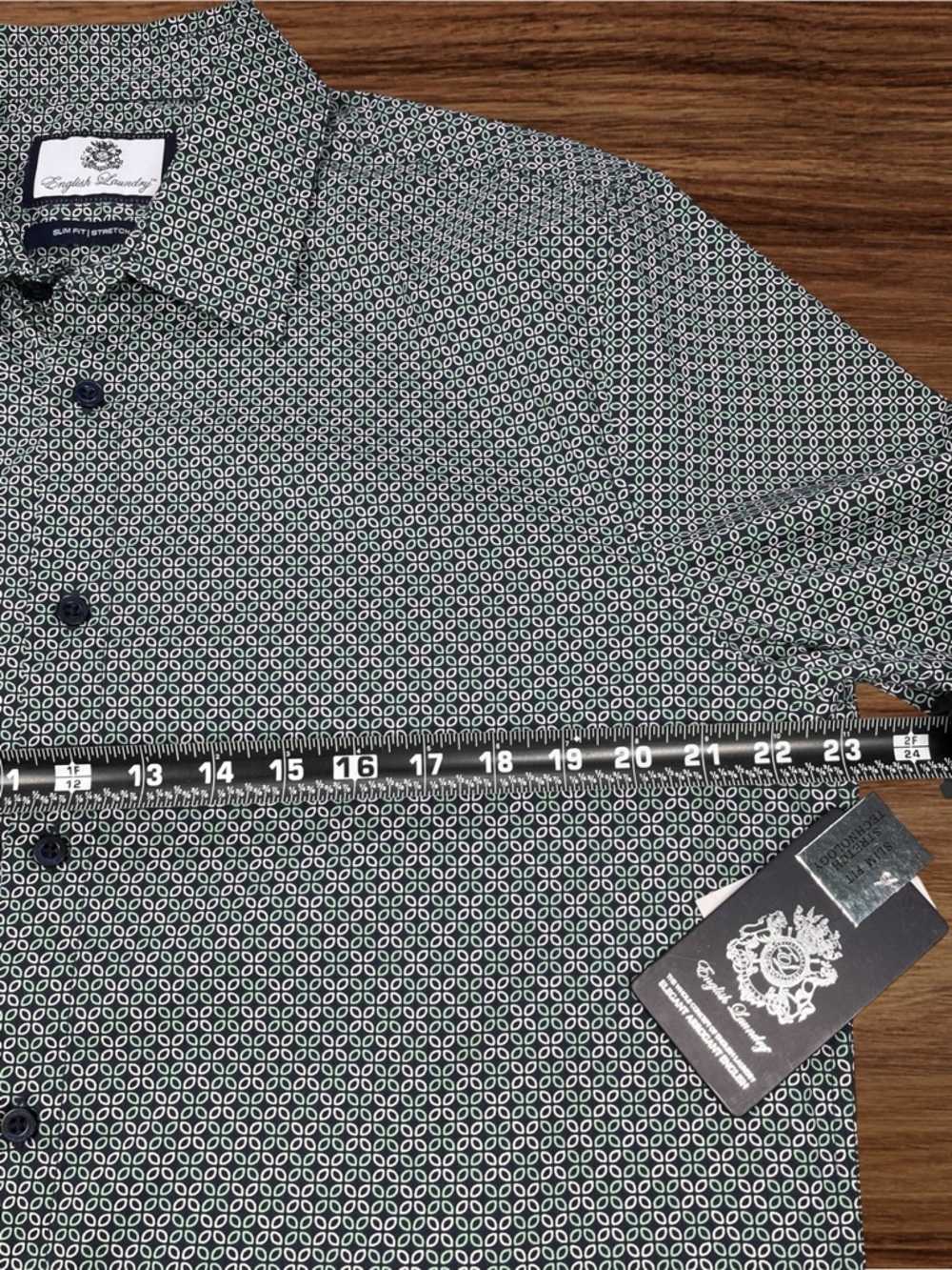English Laundry Slim Fit | Stretch, Green LS Dress Shirt. Size Large - Picture 5 of 11